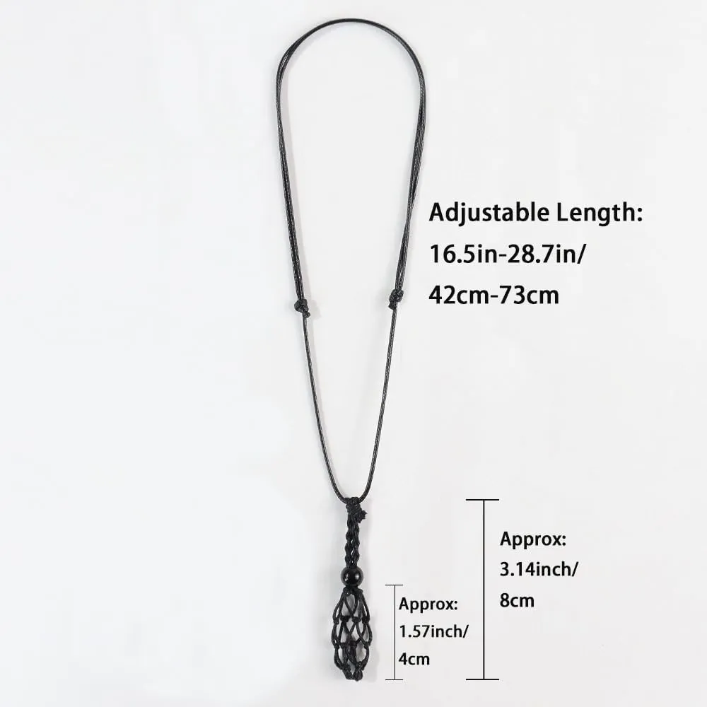 12 PCS Crystal Cage Necklace Holder Necklace Cord Empty Stone Holder Replacement Wax Rope with Adjustable Length(Style 5)