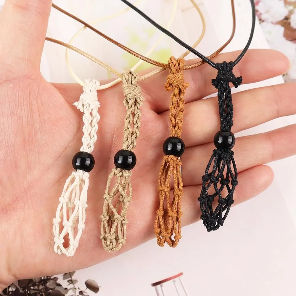 12 PCS Crystal Cage Necklace Holder Necklace Cord Empty Stone Holder Replacement Wax Rope with Adjustable Length(Style 5)