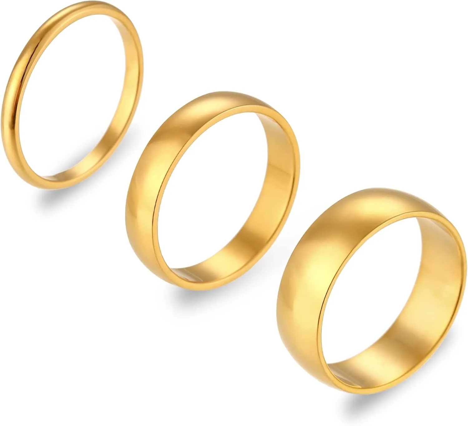 18K Gold Filled Rings Stacking Rings for Women Gilrs Stainless Steel Rings Stackable Thin Gold Plain Statement Band Ring Set Comfort Fit 2mm 4mm 6mm