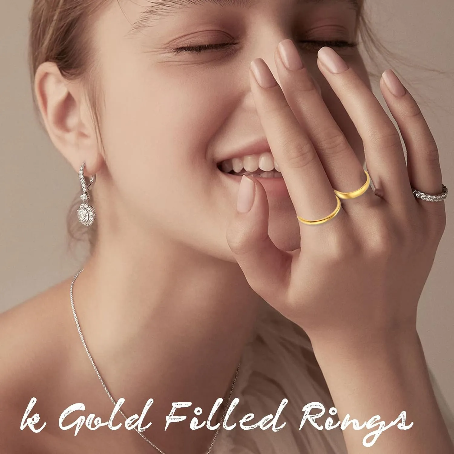 18K Gold Filled Rings Stacking Rings for Women Gilrs Stainless Steel Rings Stackable Thin Gold Plain Statement Band Ring Set Comfort Fit 2mm 4mm 6mm