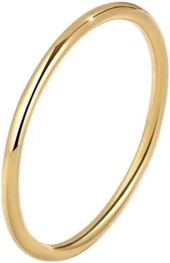 18k Gold Minimalist Plain Stacking Ring Set - 18k Gold Plated, Minimalist Dainty Set Simple Rings for Women Band Knuckle Stacking Midi Rings Elegant Classic Non Tarnish Hypoallergenic Jewelry Gift for Her