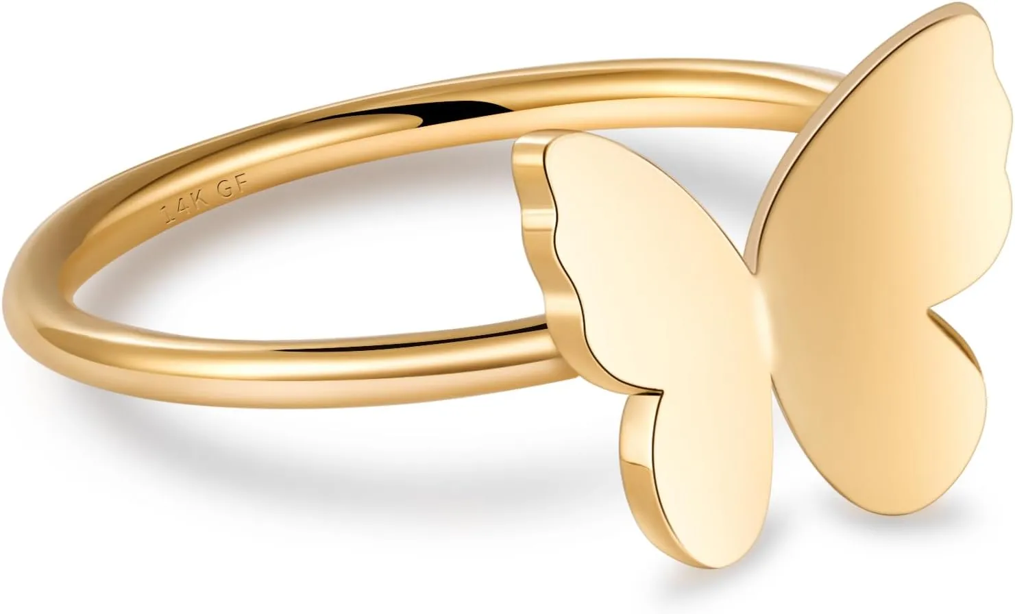 1mm Butterfly Bow Thin Stacking Rings for Women 14K Gold Filled Slim Statement Band Ring Non Tarnish Cute Pinky Ring Size 5 to 10
