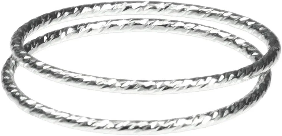 2 Sterling Silver Sparkle Stacking Rings Assorted Sizes