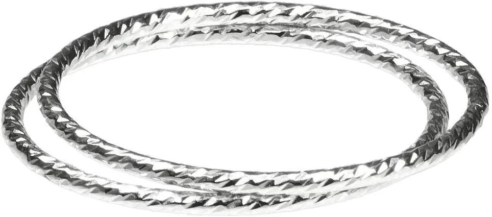 2 Sterling Silver Sparkle Stacking Rings Assorted Sizes