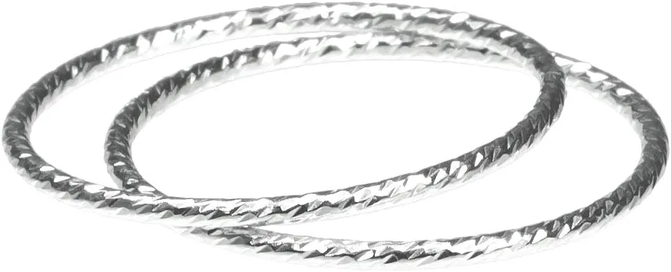 2 Sterling Silver Sparkle Stacking Rings Assorted Sizes