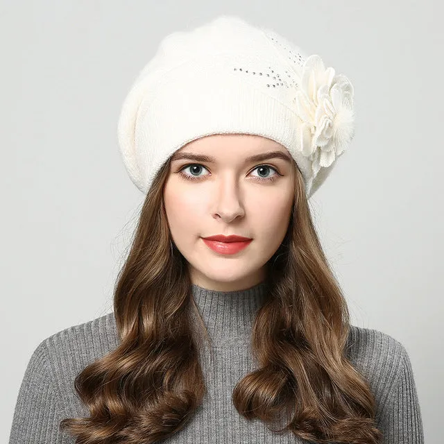 2017 winter hats for women hat Berets with  balaclava Women's cap  gorros rabbit fur hats for women's knitted beanie beanies