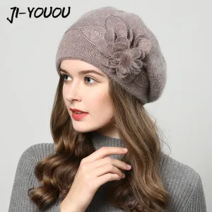 2017 winter hats for women hat Berets with  balaclava Women's cap  gorros rabbit fur hats for women's knitted beanie beanies