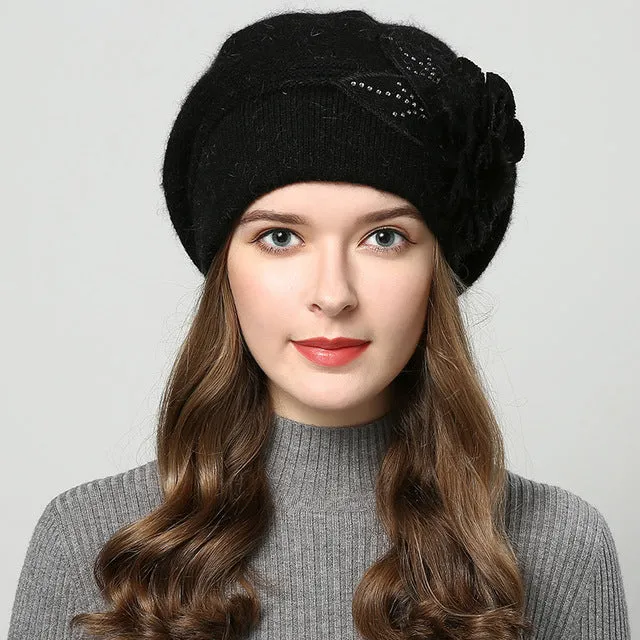 2017 winter hats for women hat Berets with  balaclava Women's cap  gorros rabbit fur hats for women's knitted beanie beanies