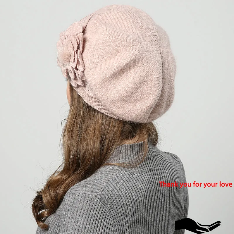 2017 winter hats for women hat Berets with  balaclava Women's cap  gorros rabbit fur hats for women's knitted beanie beanies