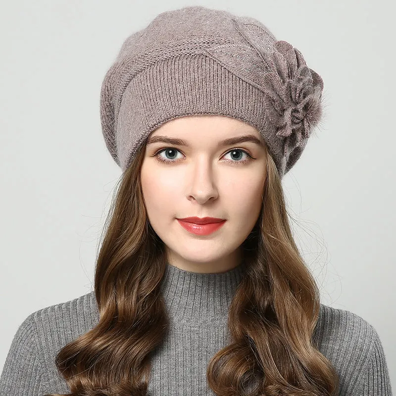 2017 winter hats for women hat Berets with  balaclava Women's cap  gorros rabbit fur hats for women's knitted beanie beanies