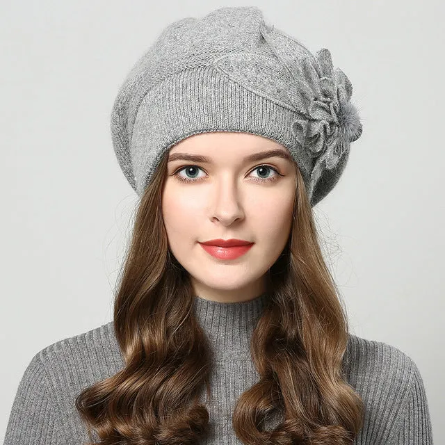 2017 winter hats for women hat Berets with  balaclava Women's cap  gorros rabbit fur hats for women's knitted beanie beanies