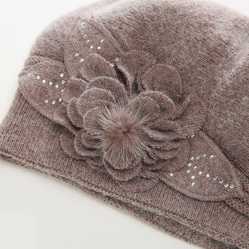 2017 winter hats for women hat Berets with  balaclava Women's cap  gorros rabbit fur hats for women's knitted beanie beanies