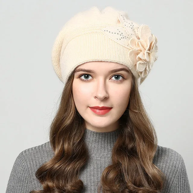 2017 winter hats for women hat Berets with  balaclava Women's cap  gorros rabbit fur hats for women's knitted beanie beanies