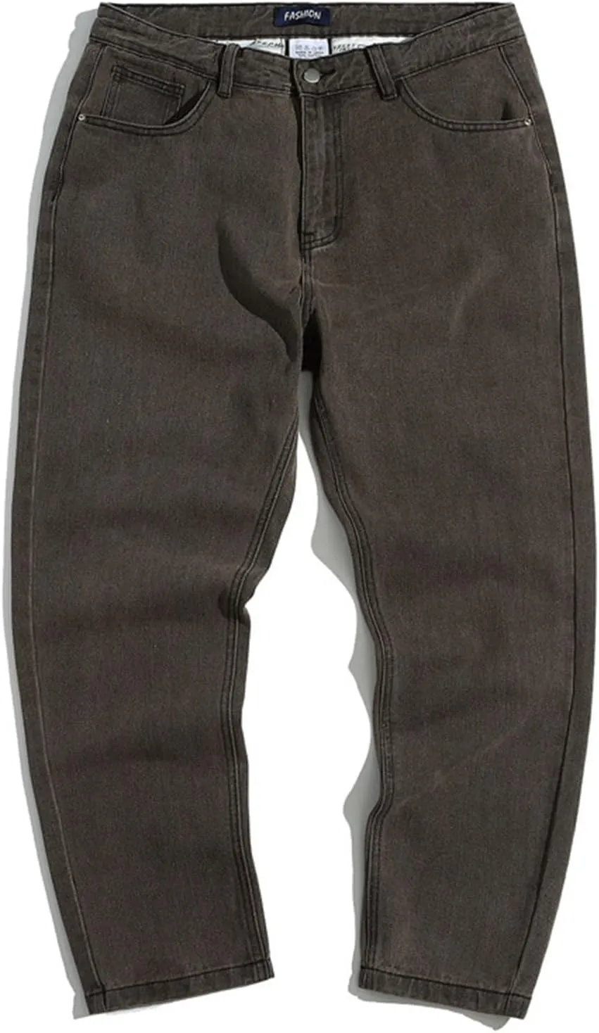 2023 Men's Loose Fit Stretch Jeans Casual Distressed Plain Stacked Straight Leg Trousers Skinny Denim Pants Streetwear