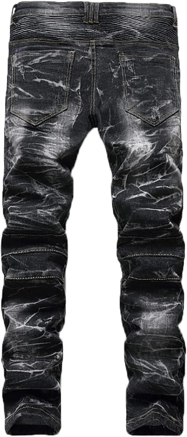 2023 Men's Slim Fit Straight Leg Jean Ripped Skinny Jeans Retro Classic Denim Pants Stylish Fashion Jean Pant Trousers