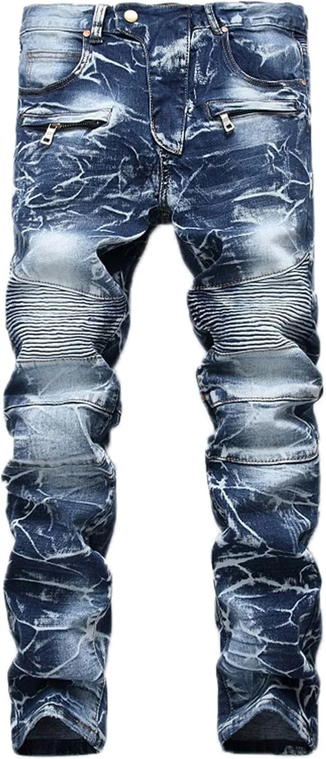 2023 Men's Slim Fit Straight Leg Jean Ripped Skinny Jeans Retro Classic Denim Pants Stylish Fashion Jean Pant Trousers