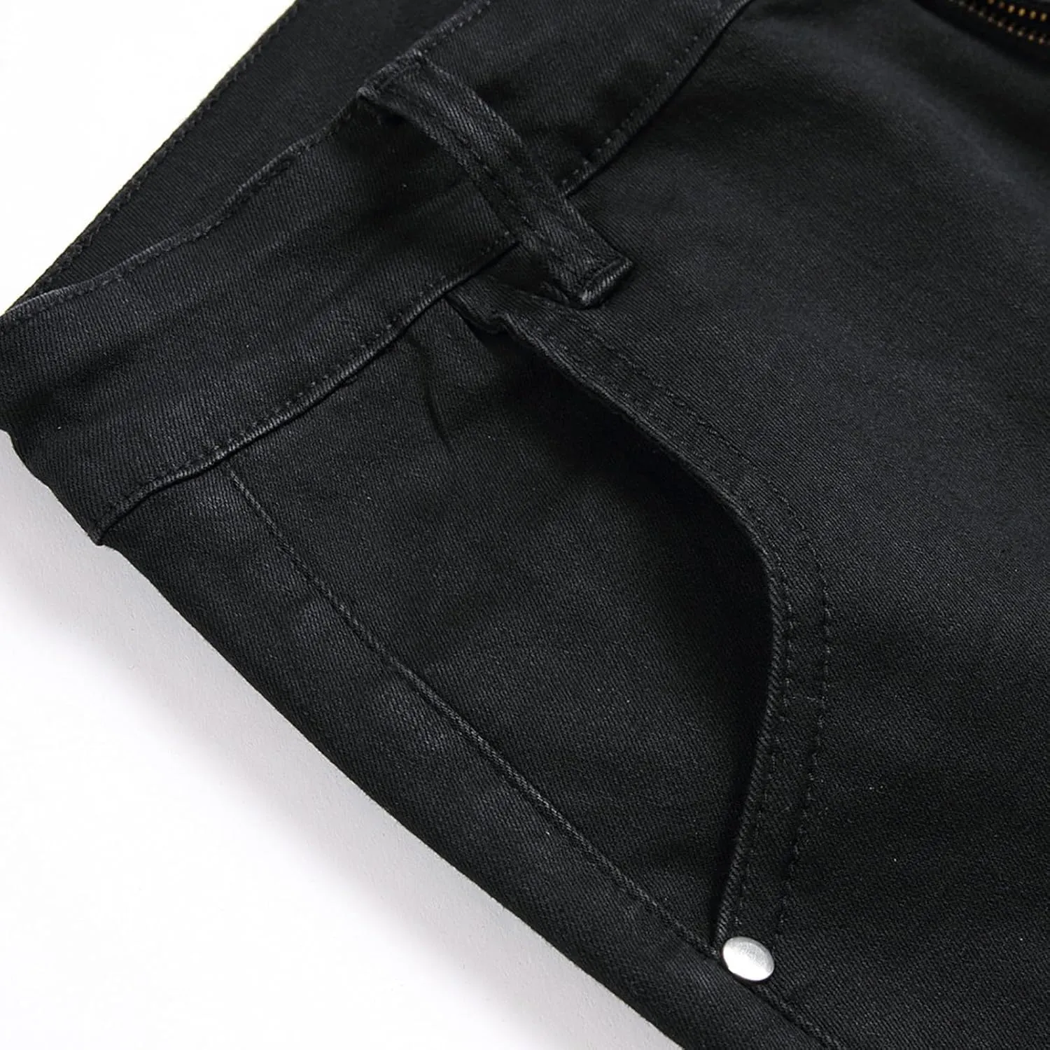 2023 Men's Slim Fit Straight Leg Jean Ripped Skinny Jeans Retro Classic Denim Pants Stylish Fashion Jean Pant Trousers