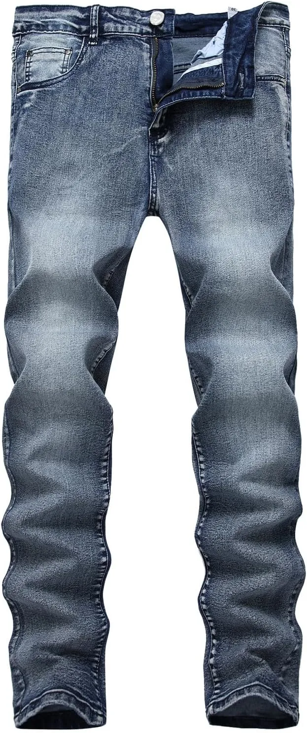 2023 Men's Slim Fit Straight Leg Jean Ripped Skinny Jeans Retro Classic Denim Pants Stylish Fashion Jean Pant Trousers