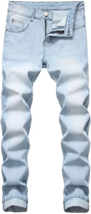 2023 Men's Slim Fit Straight Leg Jean Ripped Skinny Jeans Retro Classic Denim Pants Stylish Fashion Jean Pant Trousers