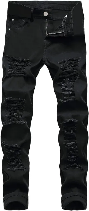2023 Men's Slim Fit Straight Leg Jean Ripped Skinny Jeans Retro Classic Denim Pants Stylish Fashion Jean Pant Trousers