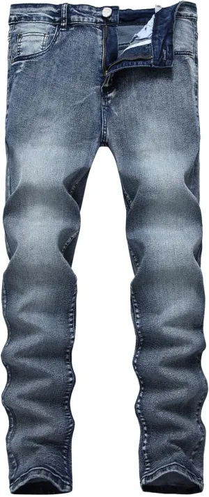 2023 Men's Slim Fit Straight Leg Jean Ripped Skinny Jeans Retro Classic Denim Pants Stylish Fashion Jean Pant Trousers