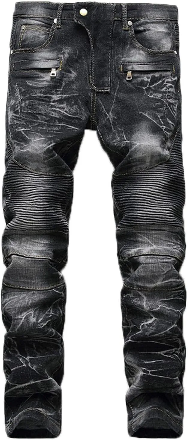 2023 Men's Slim Fit Straight Leg Jean Ripped Skinny Jeans Retro Classic Denim Pants Stylish Fashion Jean Pant Trousers