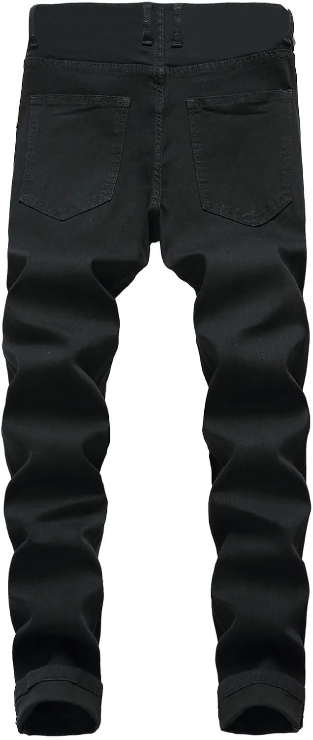 2023 Men's Slim Fit Straight Leg Jean Ripped Skinny Jeans Retro Classic Denim Pants Stylish Fashion Jean Pant Trousers