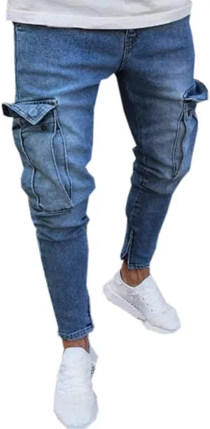 2023 Men's Slim Fit Stretch Jeans Ripped Skinny Jeans for Men,Mens Distressed Straight Leg Fashion Comfort Flex Waist Pants