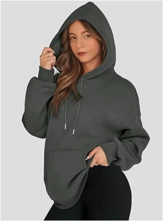 2024 Fashion Womens Cute long sleeve Cotton Hoodies, soft touch crew neck Sweatshirts,Fall Fleece Pullover tops