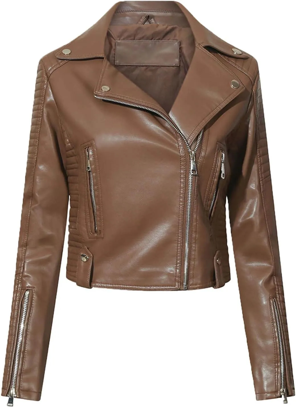 2024 Faux Leather Jackets For Women Lightweight Notch Collar Vegan Cropped Jacket Trendy Zipper Motorcycle Suede Coat