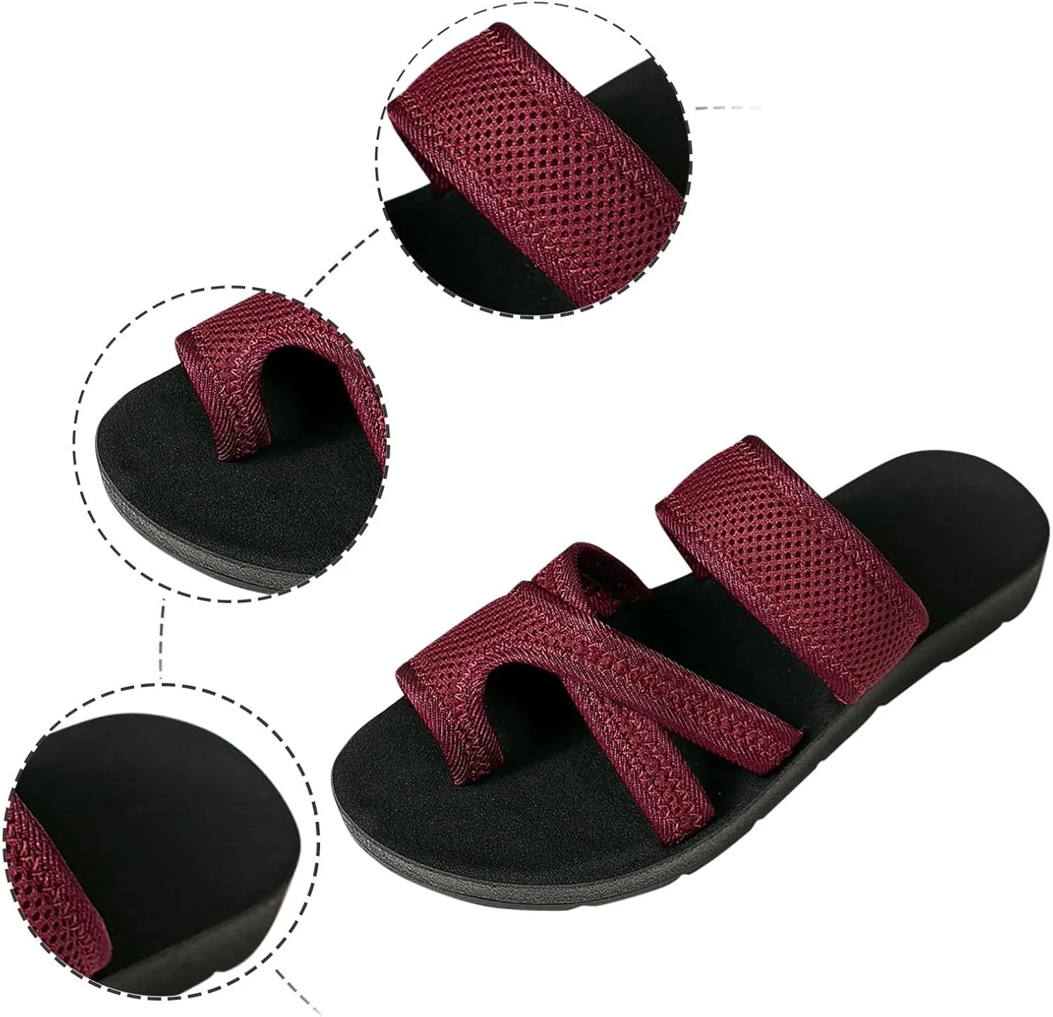 2024 Women's Hollow Mesh Slide Sandals - Orthopedic Arch Support Breathable Mesh Sandals Slip On Beach Walking Shoes