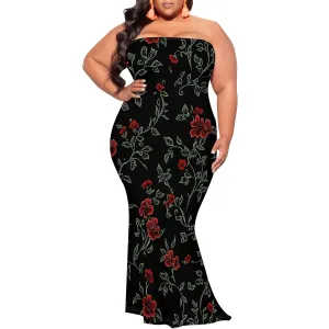 2025 Women Off Shoulder Long Evening Dress Summer Fashion Sundress Floral Print Plus Size Dresses Cocktail Clothing