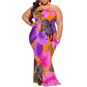 2025 Women Off Shoulder Long Evening Dress Summer Fashion Sundress Floral Print Plus Size Dresses Cocktail Clothing