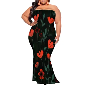 2025 Women Off Shoulder Long Evening Dress Summer Fashion Sundress Floral Print Plus Size Dresses Cocktail Clothing