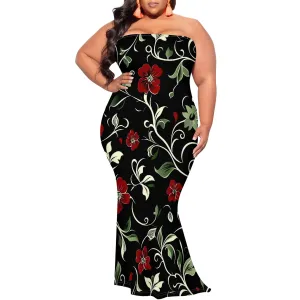2025 Women Off Shoulder Long Evening Dress Summer Fashion Sundress Floral Print Plus Size Dresses Cocktail Clothing