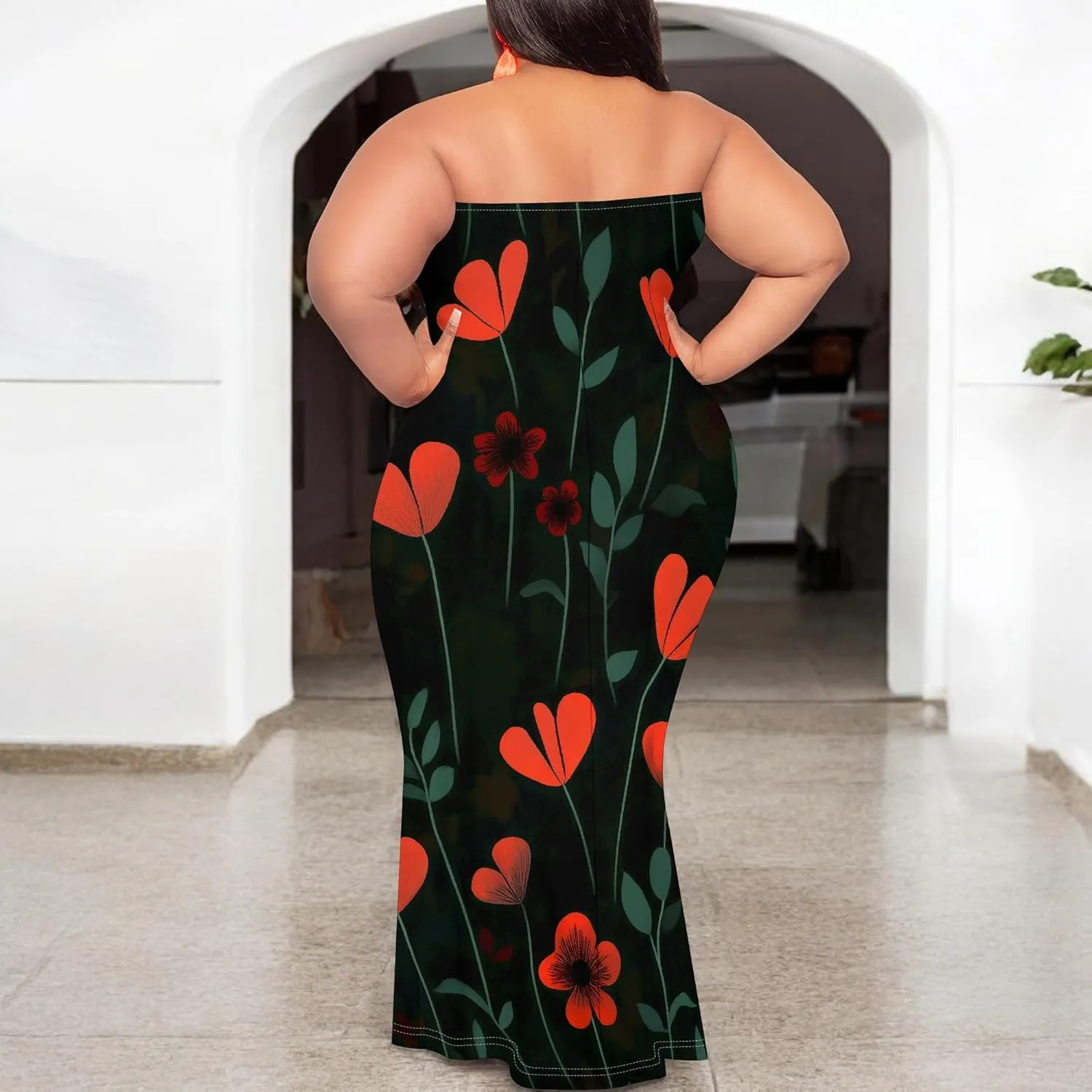 2025 Women Off Shoulder Long Evening Dress Summer Fashion Sundress Floral Print Plus Size Dresses Cocktail Clothing