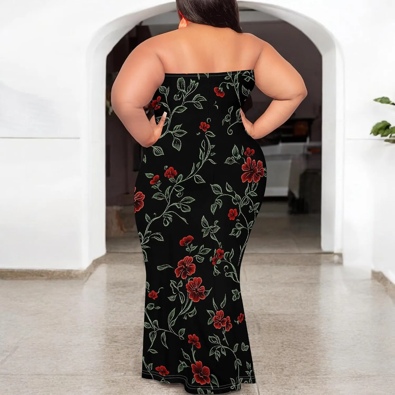 2025 Women Off Shoulder Long Evening Dress Summer Fashion Sundress Floral Print Plus Size Dresses Cocktail Clothing