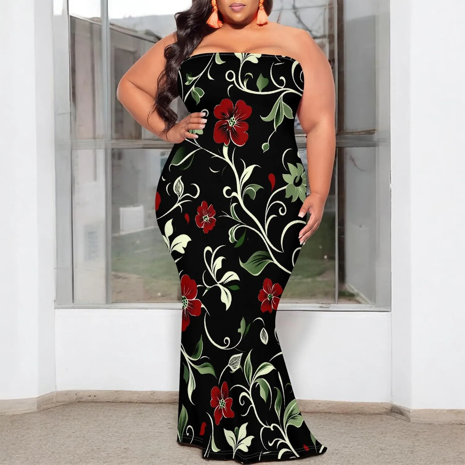 2025 Women Off Shoulder Long Evening Dress Summer Fashion Sundress Floral Print Plus Size Dresses Cocktail Clothing