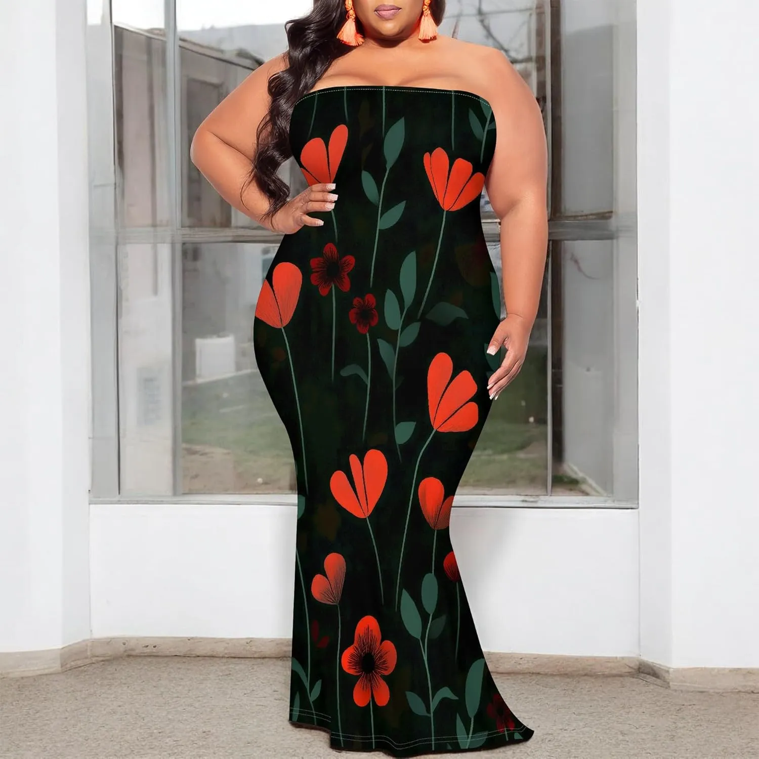 2025 Women Off Shoulder Long Evening Dress Summer Fashion Sundress Floral Print Plus Size Dresses Cocktail Clothing