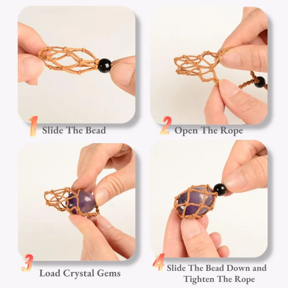 24pcs Adjustable Empty Necklace Holder Crystal Stone Necklace Pendant Necklace Cord Hand Woven Necklace Ropes for Jewelry Making