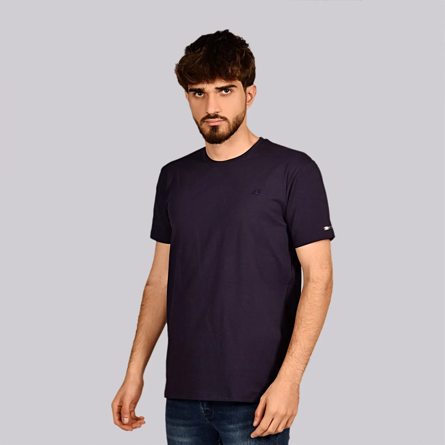 2H Navy Blue Short Sleeve Basic T-shirt