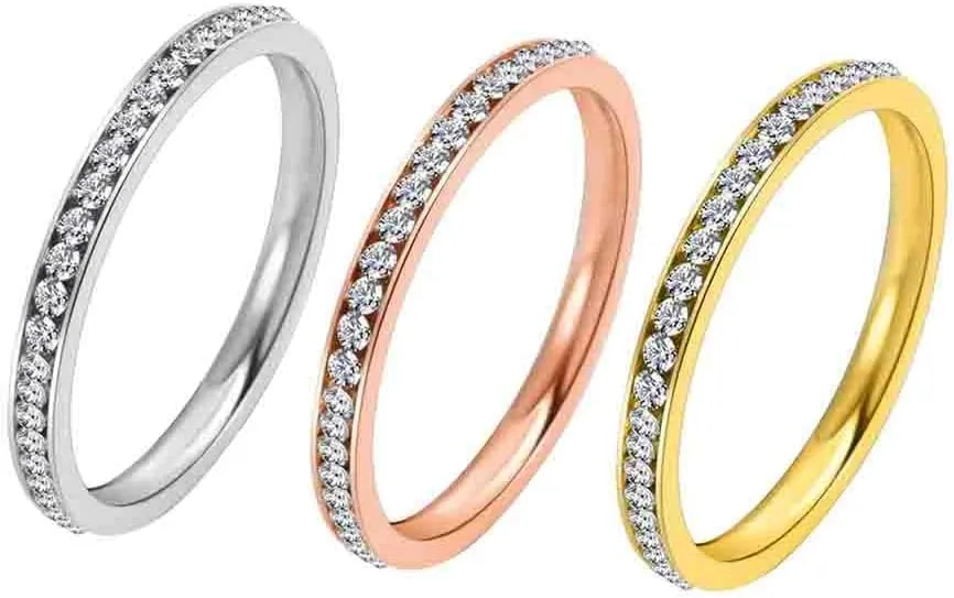 3-Pack 2mm Thin Stackable Rings for Women, Dainty Trendy Statement Stacking Titanium Rings Set for Oura Gen 4/Oura Gen 3, Size 5-11