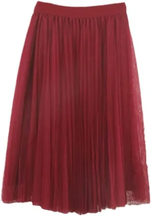 4 Layers Tulle Skirts Women Tulle Skirt Elastic High Waist Pleated Midi Skirt