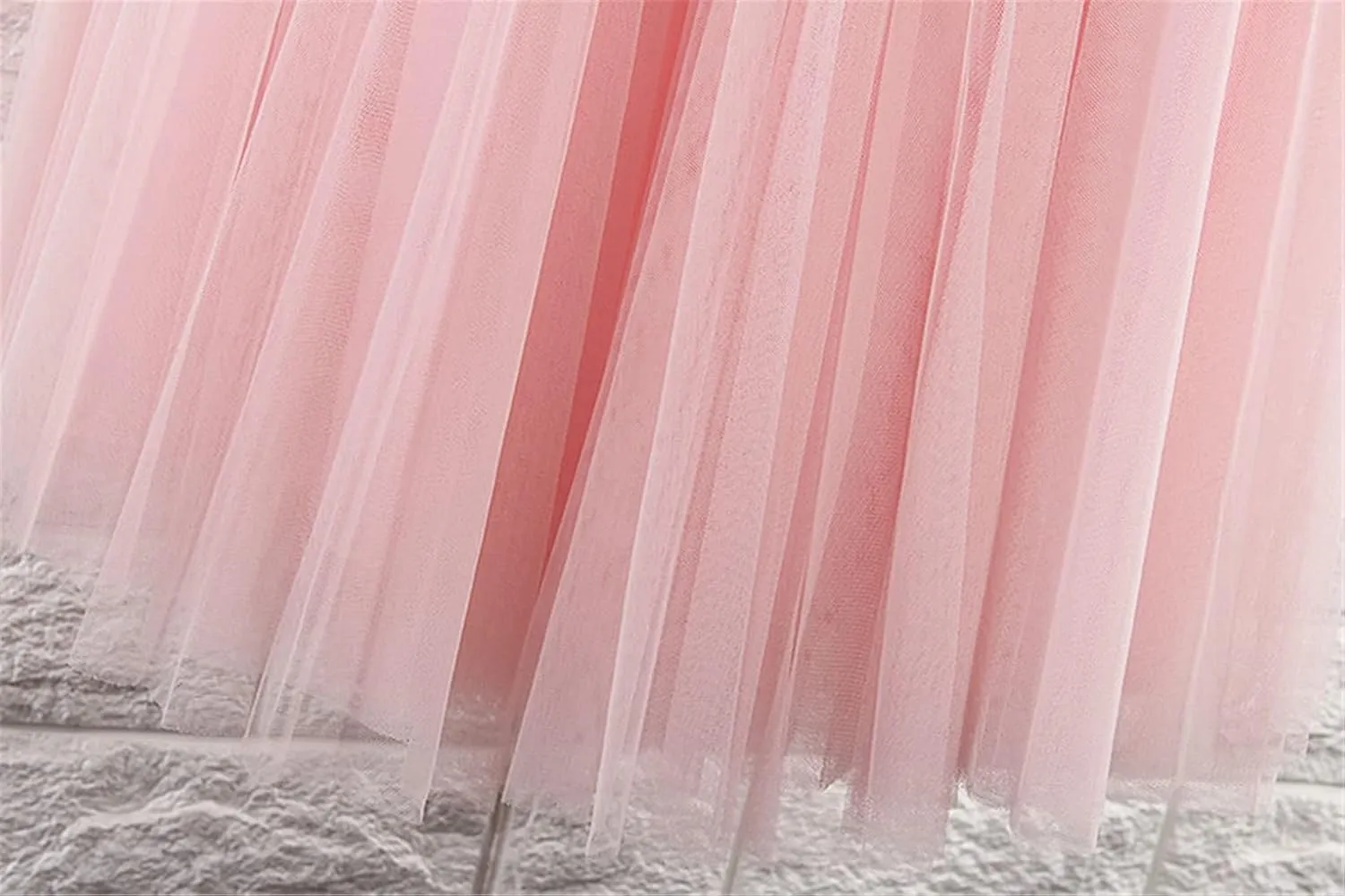 4 Layers Tulle Skirts Women Tulle Skirt Elastic High Waist Pleated Midi Skirt