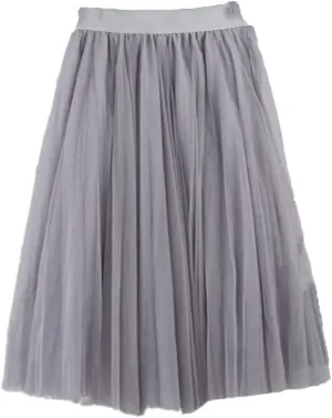 4 Layers Tulle Skirts Women Tulle Skirt Elastic High Waist Pleated Midi Skirt