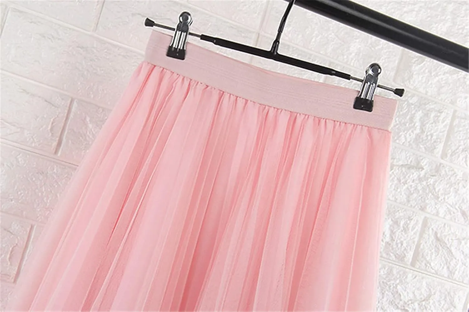 4 Layers Tulle Skirts Women Tulle Skirt Elastic High Waist Pleated Midi Skirt