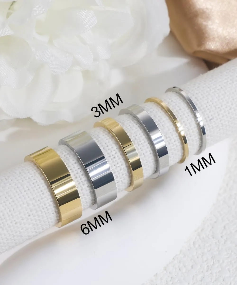 6PCS 14K Gold Filled Stacking Rings for Women Midi Knuckle Rings Thin Plain Statement Band Ring Comfort Fit Stacking Thumb Jewelry Ring Sizes 5-10 1MM 3MM 6MM