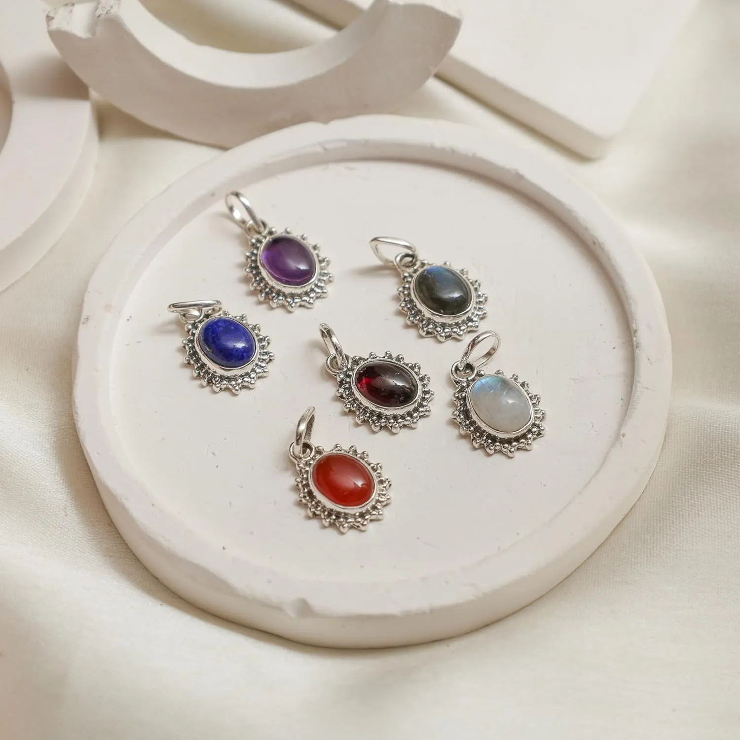 925 Sterling Silver Blue Lapis Lazuli Pendant for Women, Genuine September Birthstone Jewelry, Oval Oxidized, Trendy Natural Gemstone Necklace, Gift For Her