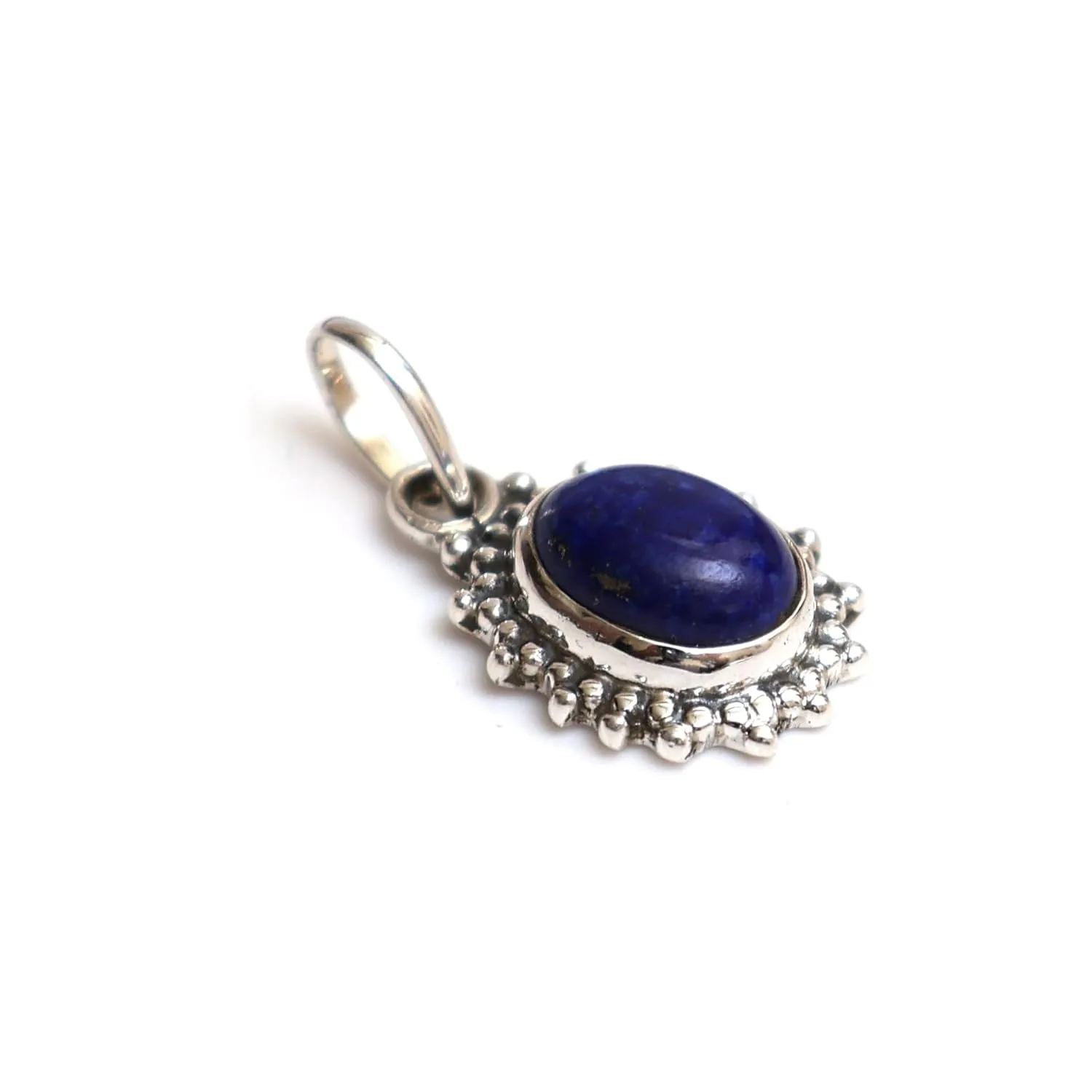 925 Sterling Silver Blue Lapis Lazuli Pendant for Women, Genuine September Birthstone Jewelry, Oval Oxidized, Trendy Natural Gemstone Necklace, Gift For Her