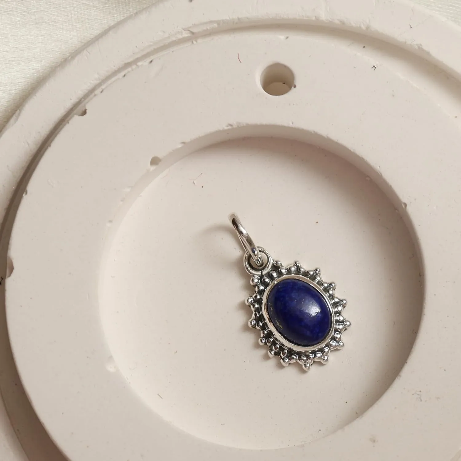 925 Sterling Silver Blue Lapis Lazuli Pendant for Women, Genuine September Birthstone Jewelry, Oval Oxidized, Trendy Natural Gemstone Necklace, Gift For Her